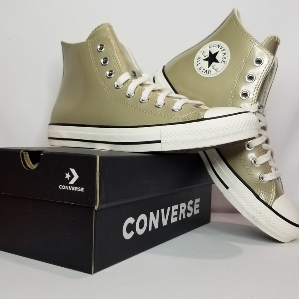 Converse Women's CTAS Metallic Hi Top Sneakers Size 9 Light Gold #A11979C NWT